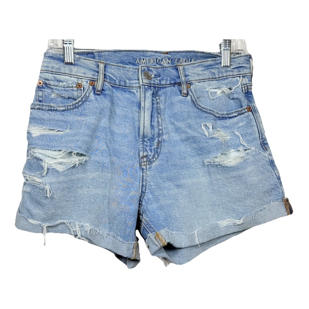 American Eagle Relaxed Short Rigid Distressed Denim Shorts Light Wash 2